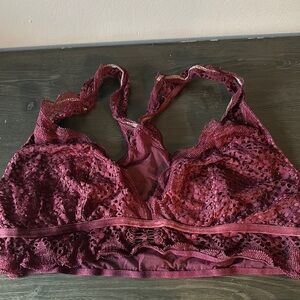Red Lace Bralette with Scalloped Edge and Adjustable Straps